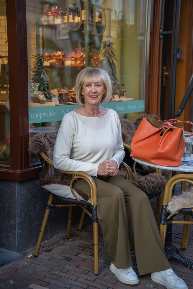 Olive coloured wide trousers