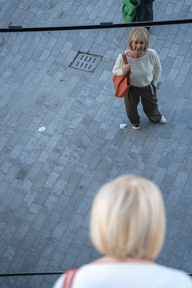 Olive coloured wide trousers