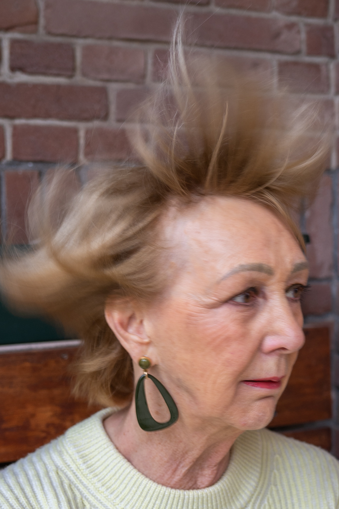 Green statement earrings by Lara Design