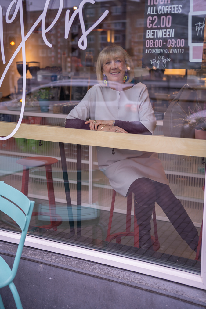 Lilac dress with burgundy boots