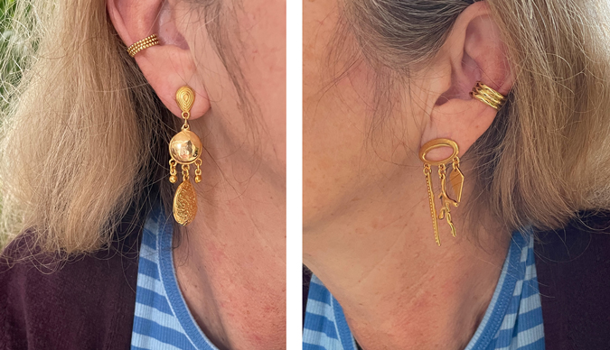 Collage earrings gold-plated by Lara Design