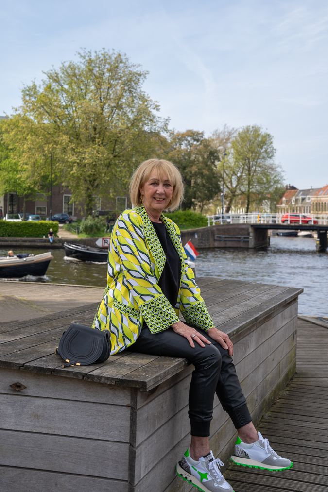 lime coloured patterned jacket