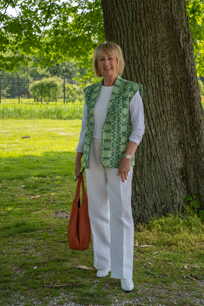 Green patterned vest