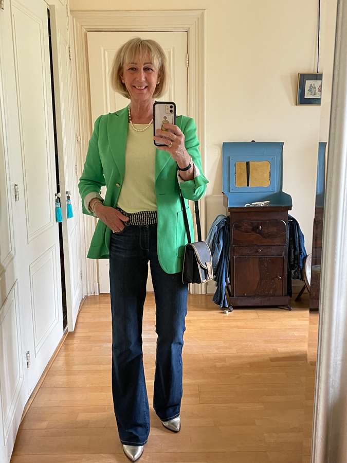 Outfit jeans, blazer and boots