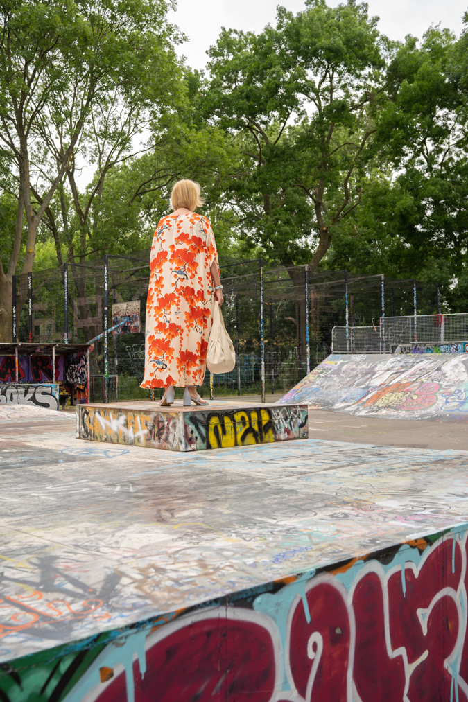 Orange and cream kaftan dress