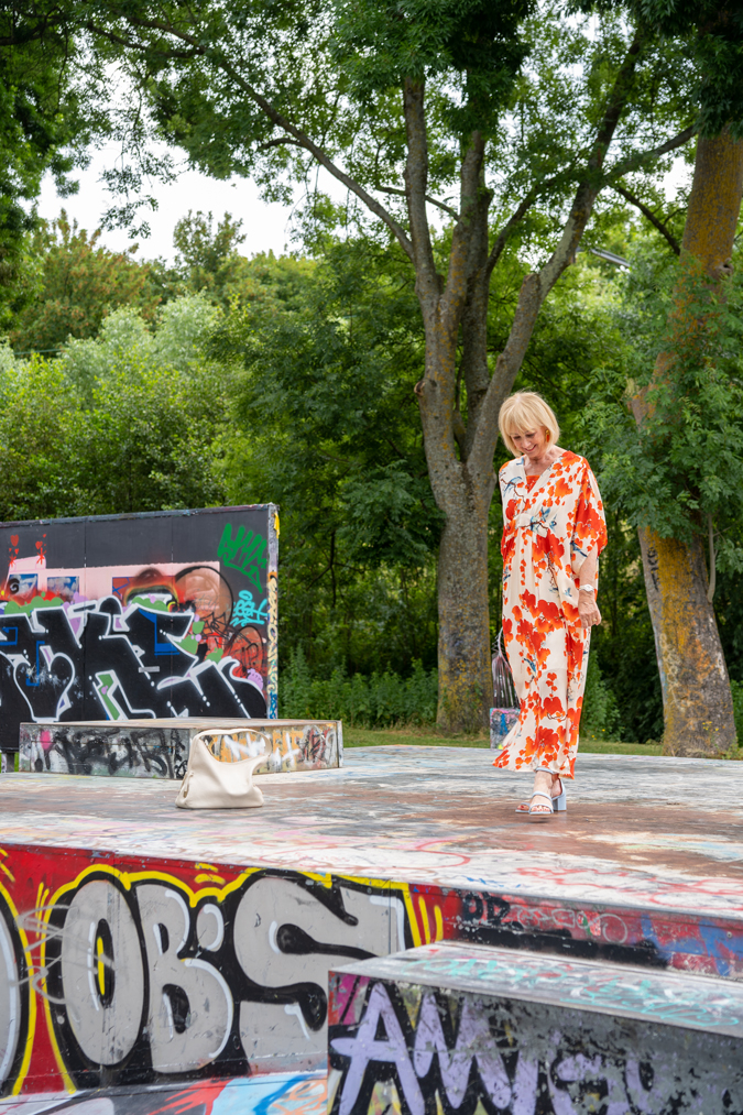 Orange and cream kaftan dress