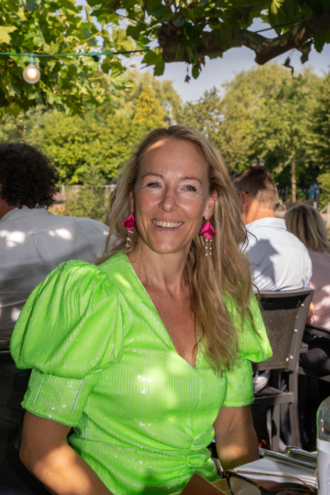 Sabine with her birthday earrings