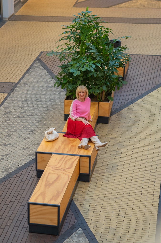 Red and pink skirt outfit
