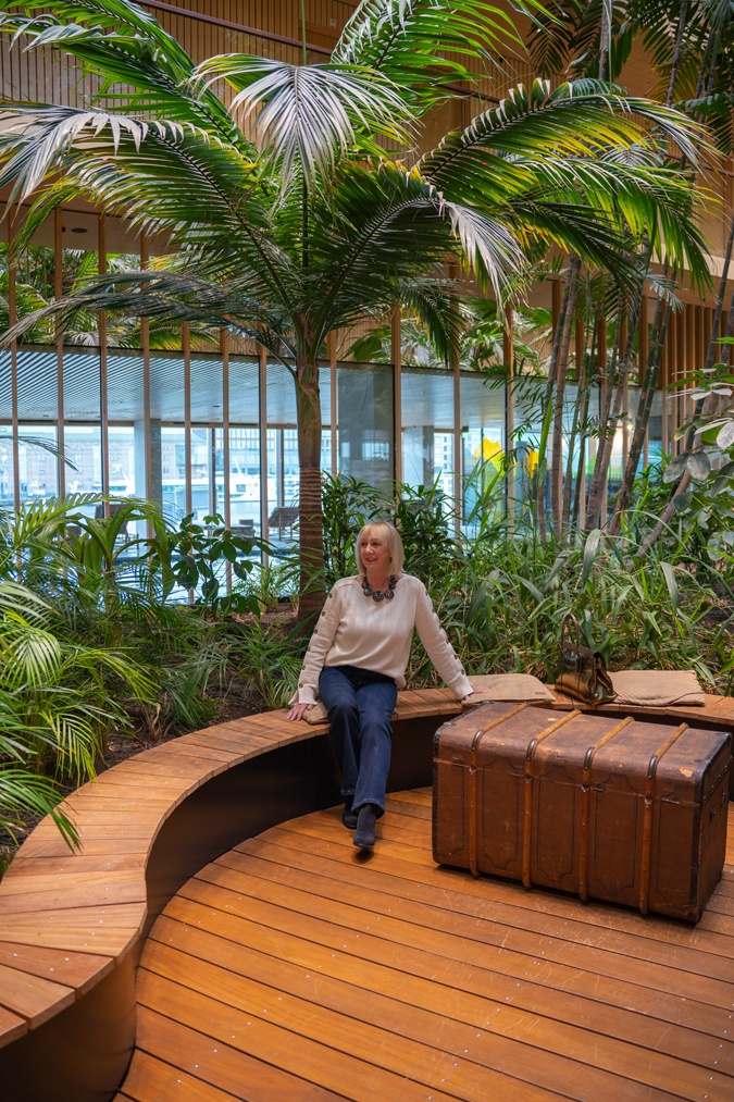 Flared jeans with a cream jumper