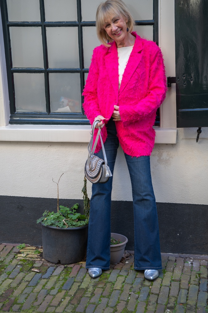 Fluffy pink blazer