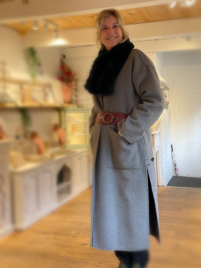 Marcella in her new coat