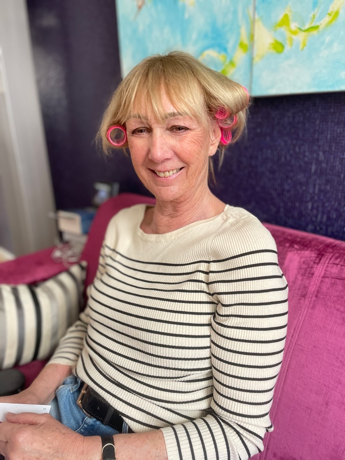 Me with curlers in my hair