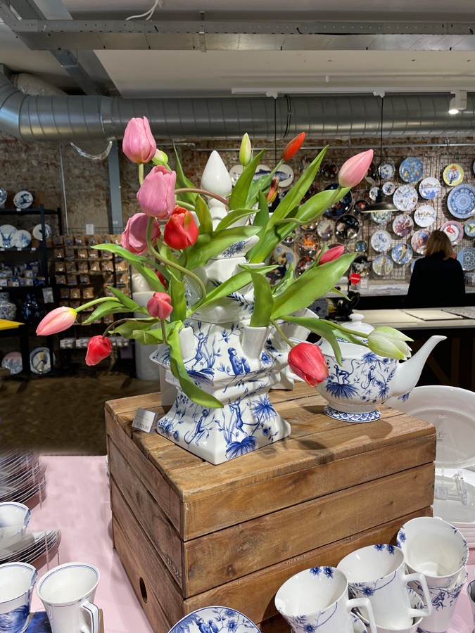 Delft blue porcelain tulip vase