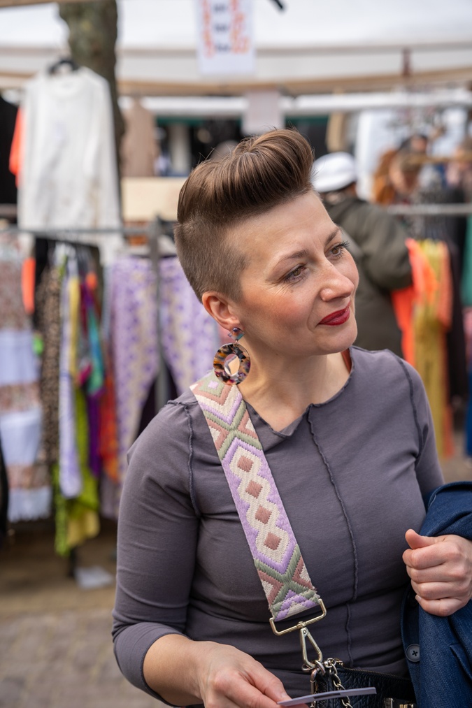 Great looking woman at the Noordermarkt Amsterdam