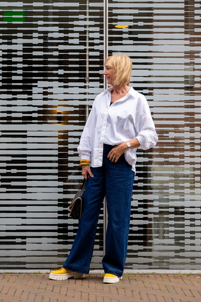 Chunky yellow shoes with jeans