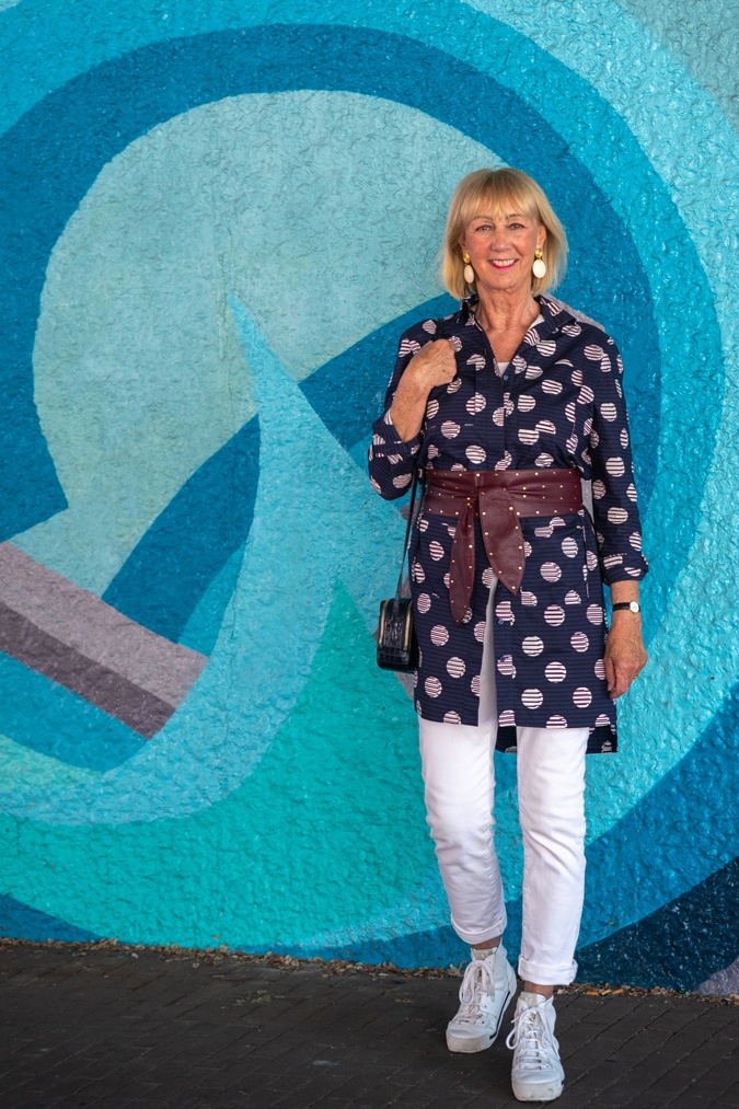 Kenzo dress with white jeans