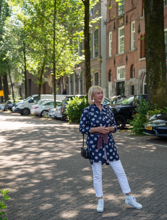 Kenzo dress with white jeans