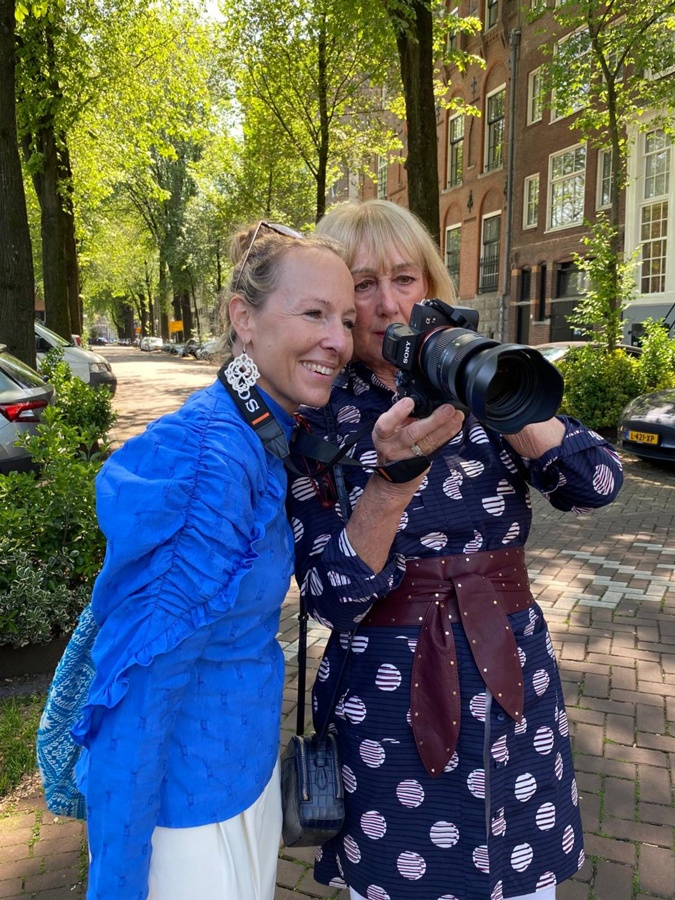 Kenzo dress with white jeans and Sabine