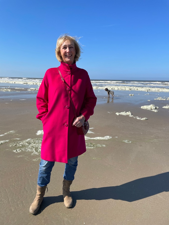 Taking the dog for a beach walk