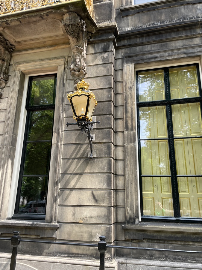 Beautiful lamp and beautiful house in The Hague