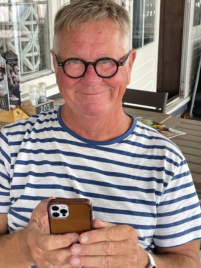 Husband Ron being content