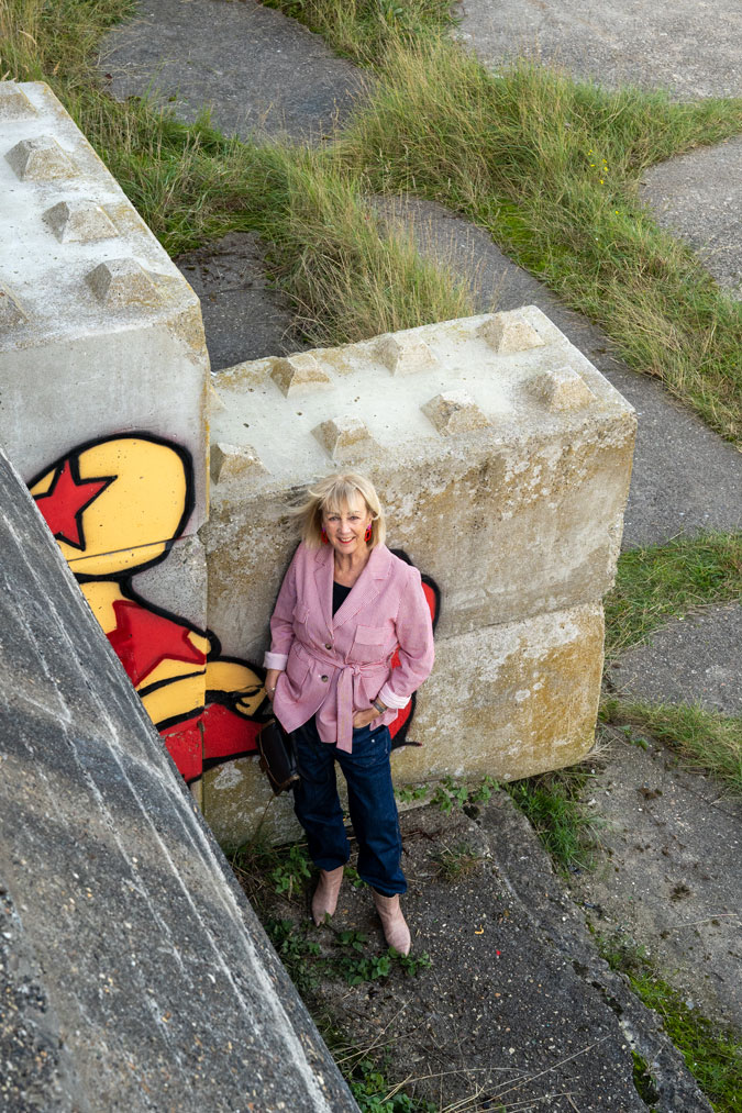 Red and white striped jacket with the baggy jeans