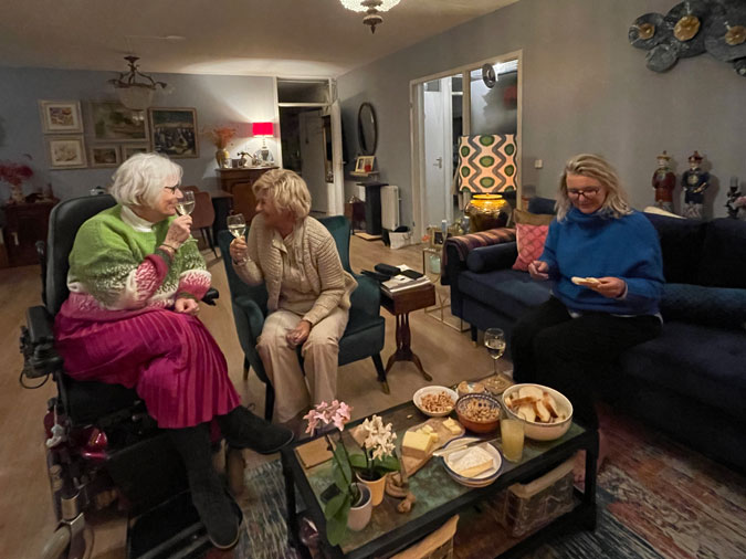 Drinks and cheese and nuts