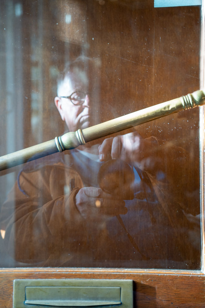 Self portrait in window by husband