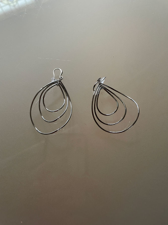 silver coloured earrings
