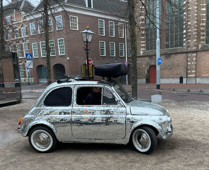 Fiat 500 with mirrors all over