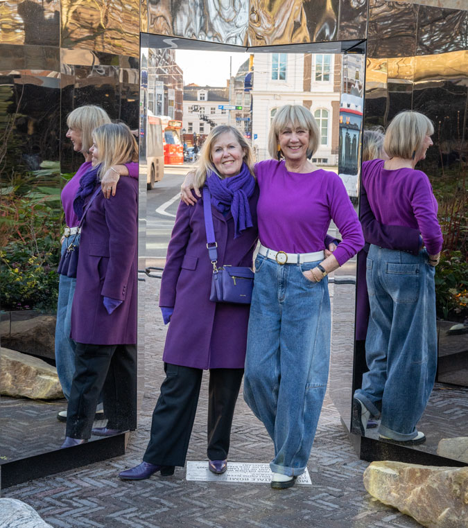 Marjolein and me (in a purple jumper with barrel jeans)