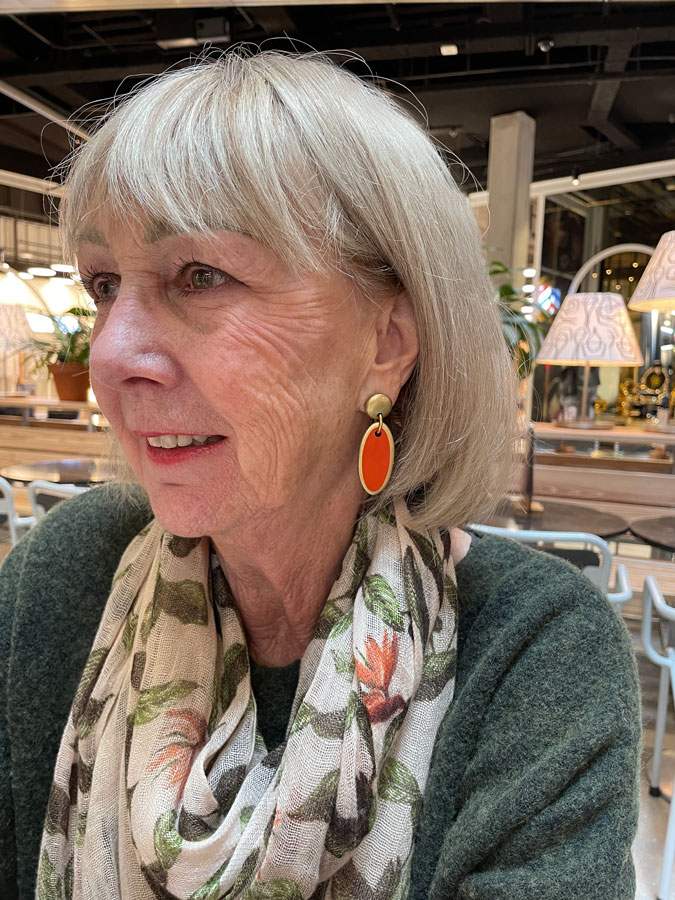 Close-up earring and scarf