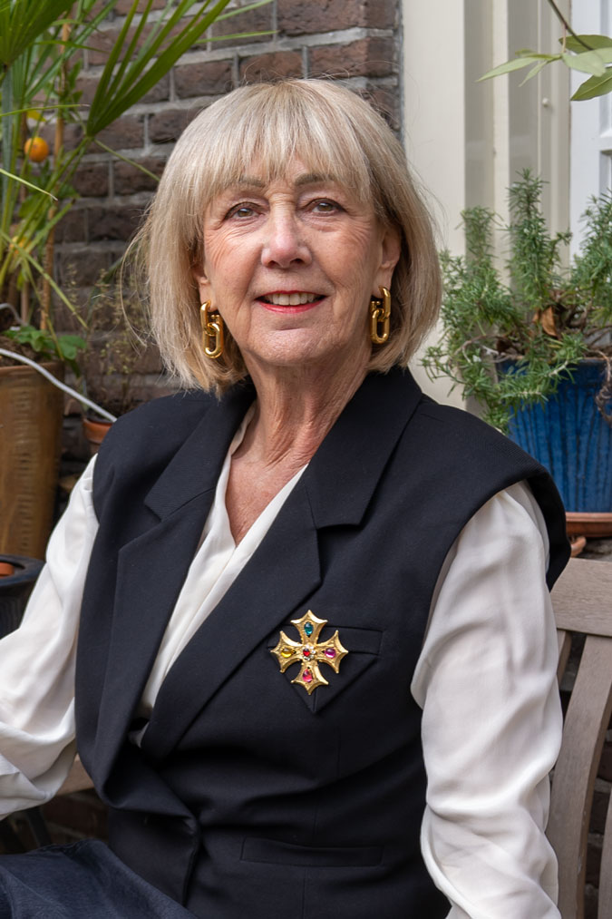 Close-up gold-plated earrings