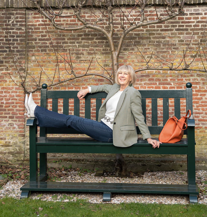 Houndstooth blazer with jeans
