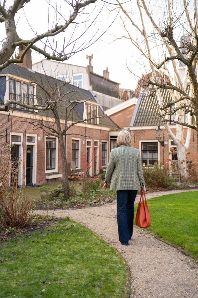 Houndstooth blazer with jeans