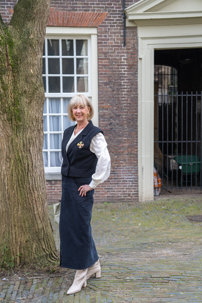 Long denim skirt with a waistcoat