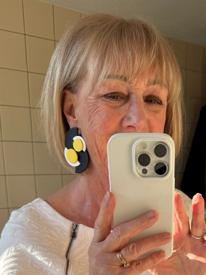 Black, white and yellow earrings