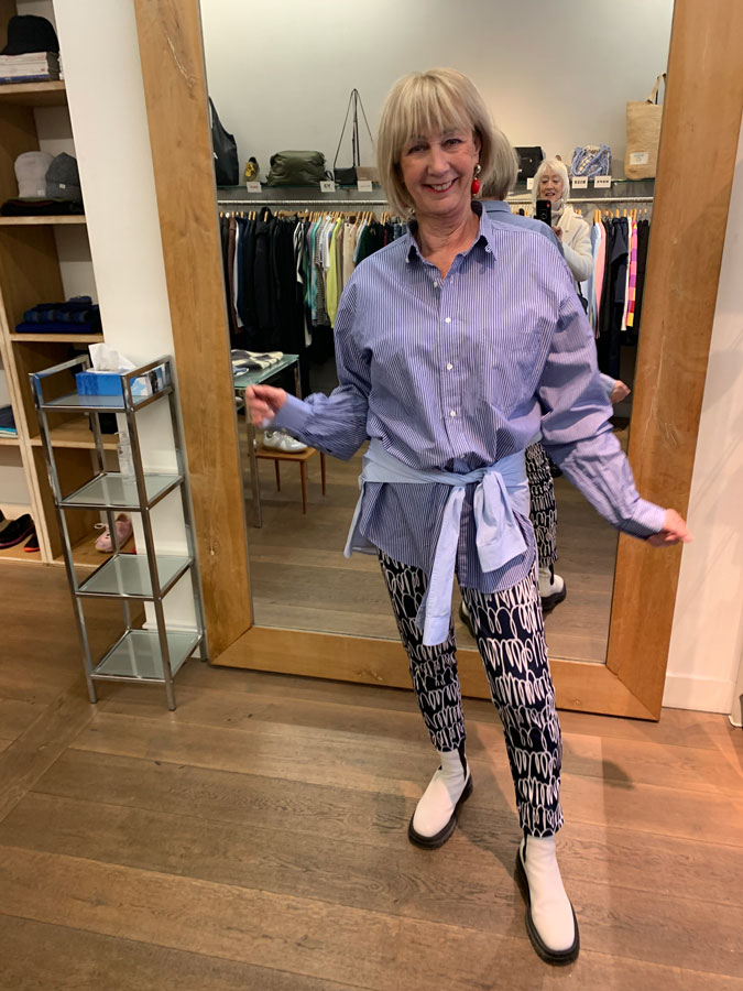 Striped shirt created from two shirts