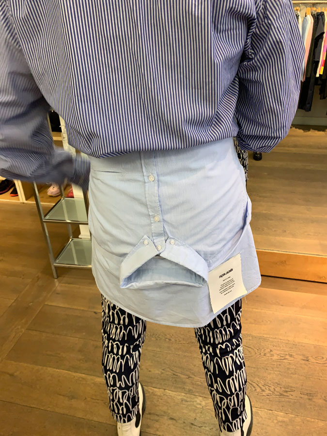 Striped shirt created from two shirts