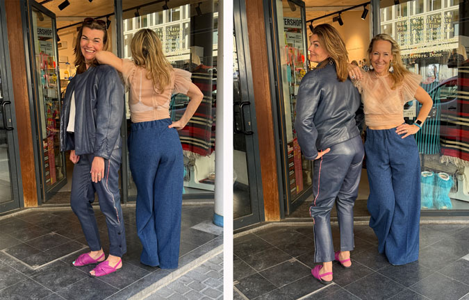 Anke and Sabine trying on vintage clothes