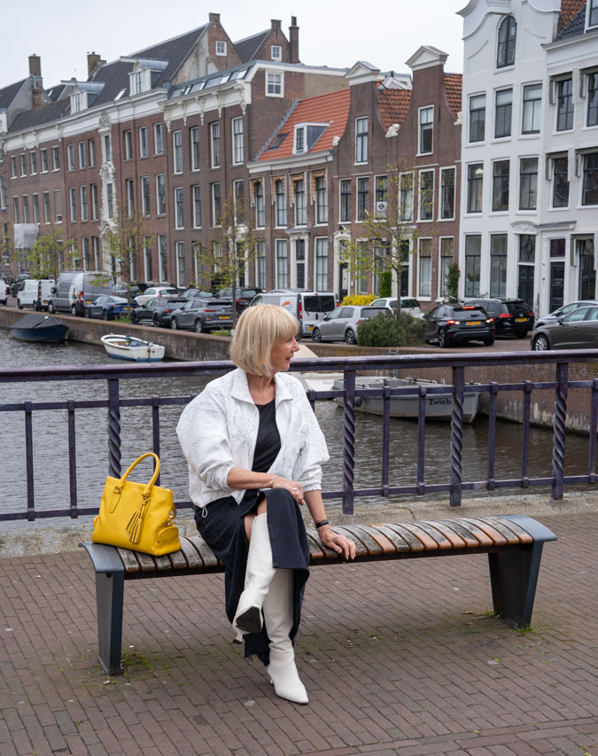 long pencil skirt with a white bomber jacket