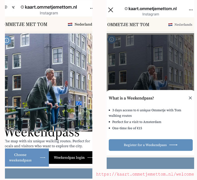 Ommetje met Tom (Quick walks with Tom) through Amsterdam