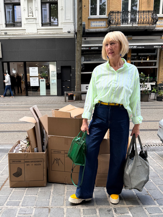 Neon yellow striped shirt