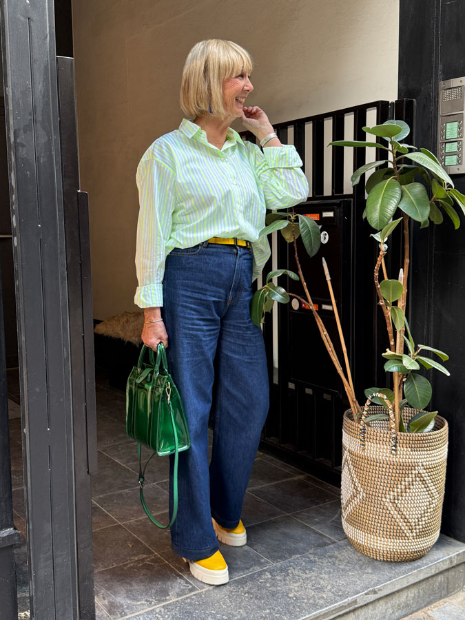 Neon yellow striped shirt