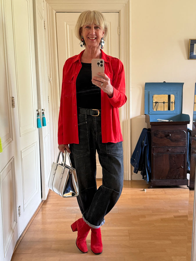 Red and black outfit