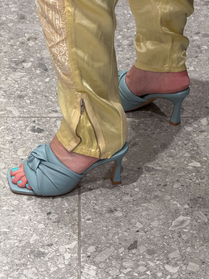 baby blue mules Essentiel Antwerp