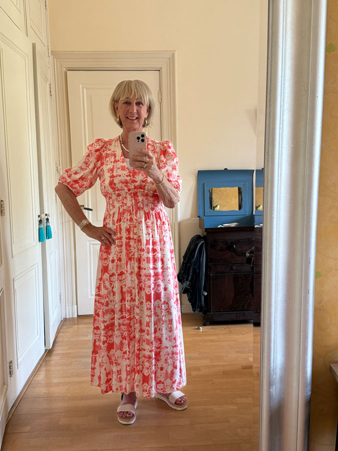 Pink and orange maxi dress on Friday