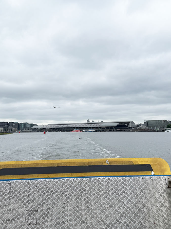 With the ferry across the water