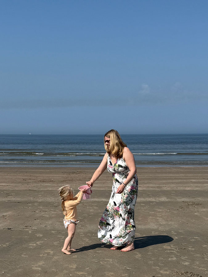 Mother and daughter at the beach