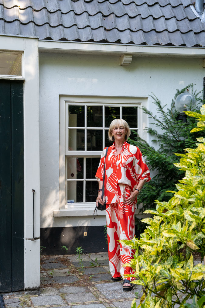 Red and white palazzo co-ord
